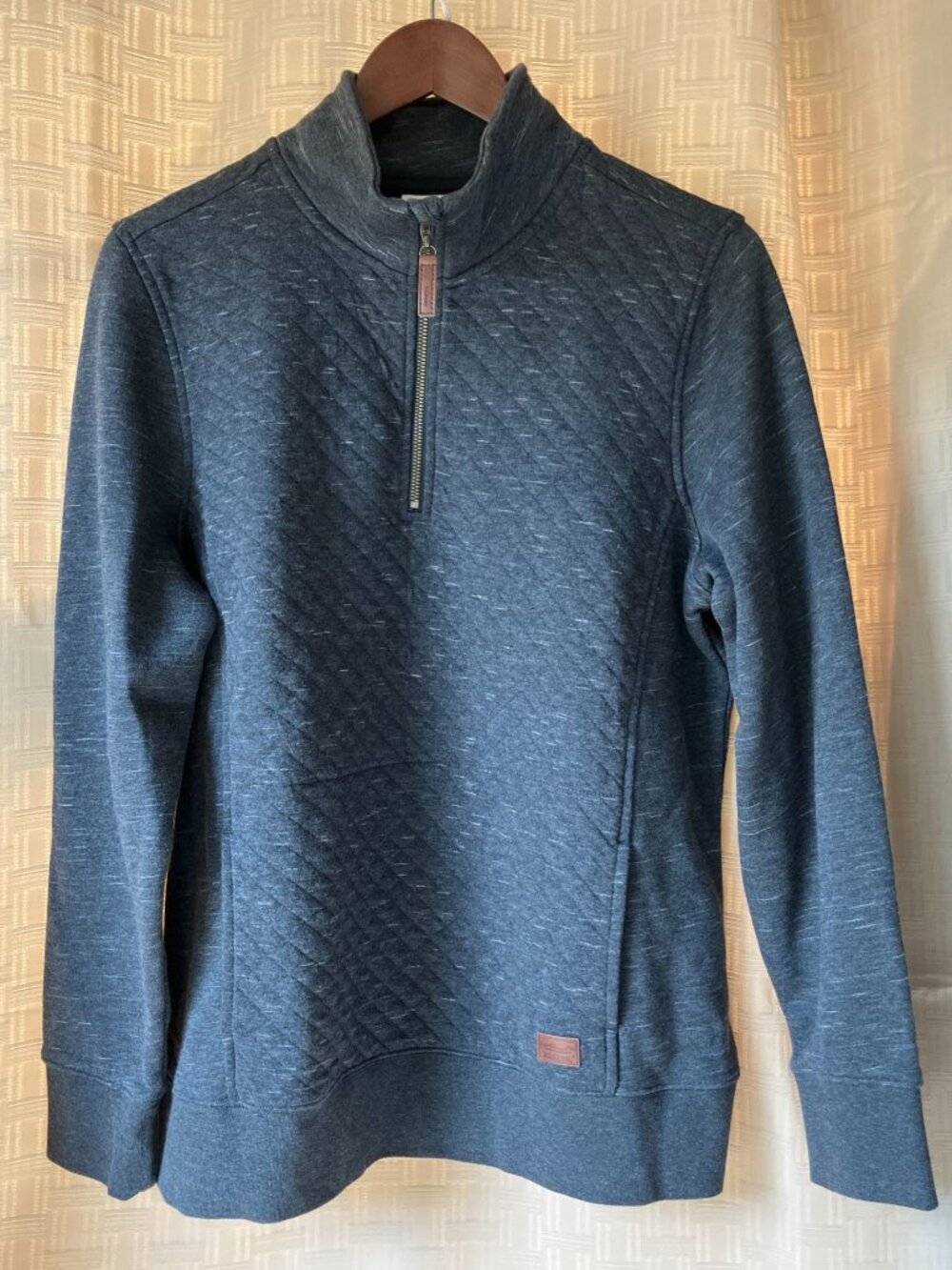 New! LL Bean Quilted Quarter Zip Pullover Women's Lg Charcoal Heather NWT LSlv